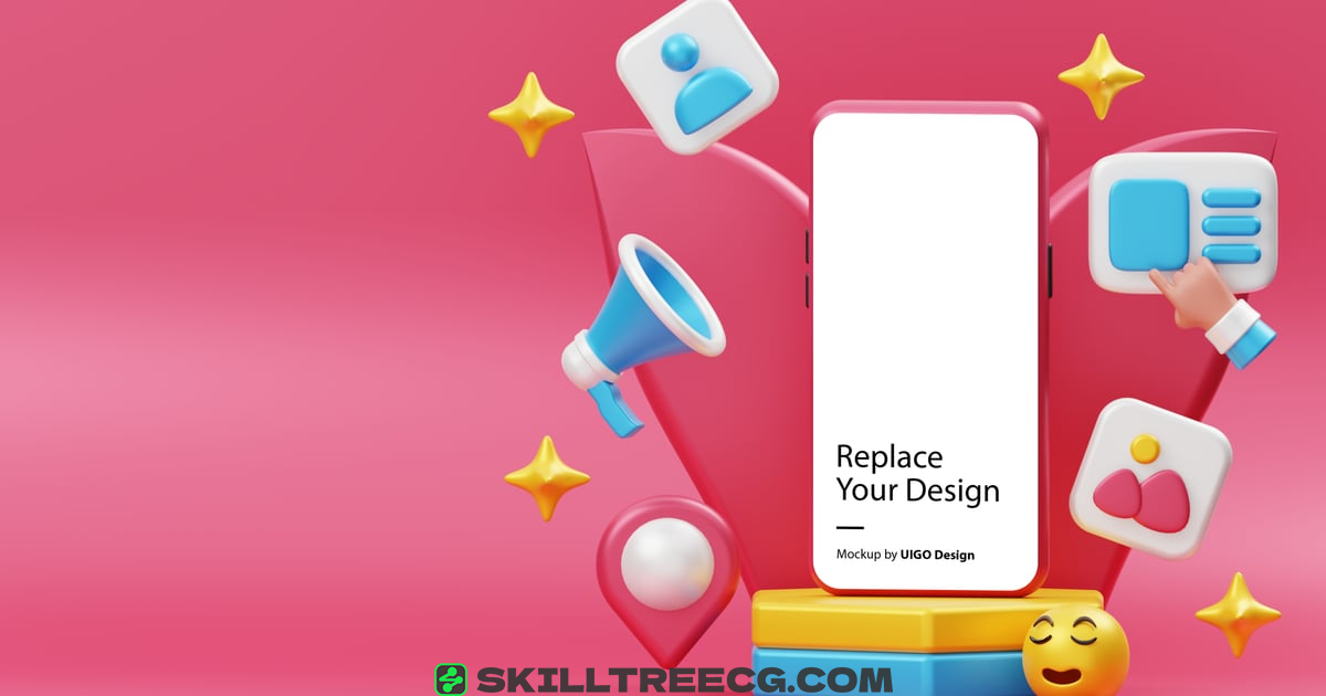 Mockup Smartphone Device 3D Fun Background（674337）-技能树